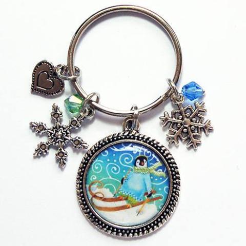 Penguin & Snowflake Keychain With Charms - Kelly's Handmade
