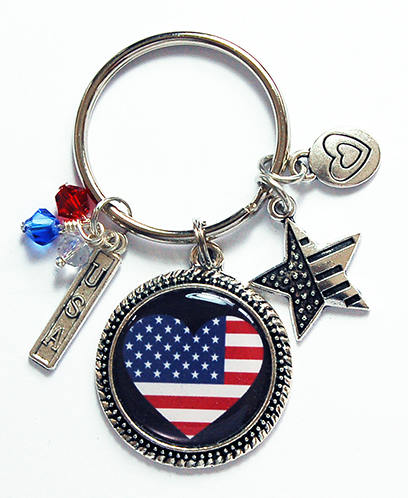 USA Keychain With Charms - Kelly's Handmade