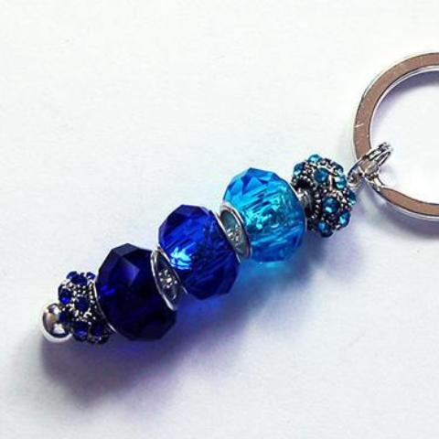 Bead Keychain in Shades of Blue - Kelly's Handmade