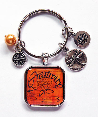 Creativity Dragonfly Keychain in Orange - Kelly's Handmade