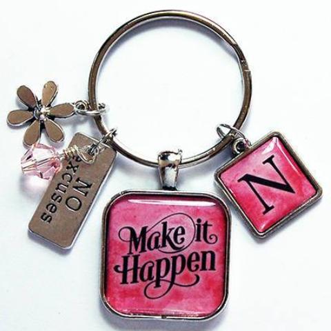 Make It Happen Monogram Keychain - Kelly's Handmade