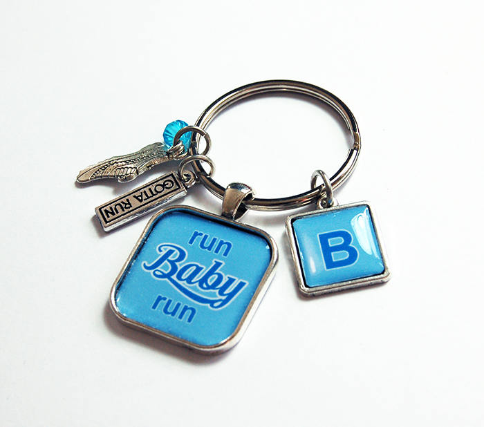 Run Baby Run Monogram Keychain - Kelly's Handmade