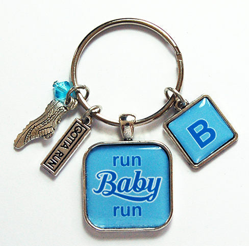 Run Baby Run Monogram Keychain - Kelly's Handmade