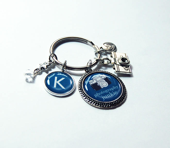 Photography Junkie Monogram Keychain - Kelly's Handmade
