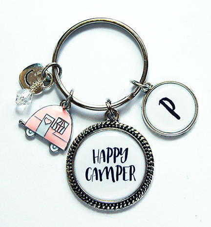 Happy Camper Monogram Keychain - Kelly's Handmade