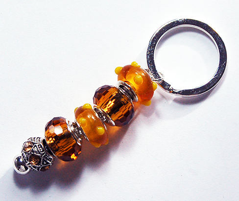 Lampwork Bead Keychain in Golden Yellow - Kelly's Handmade
