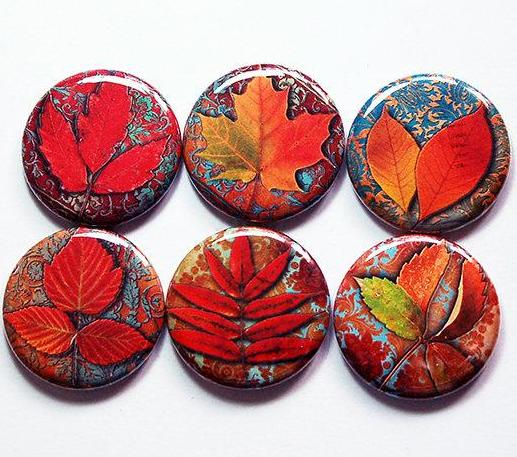 Autumn Leaves Set of Six Magnets - Kelly's Handmade