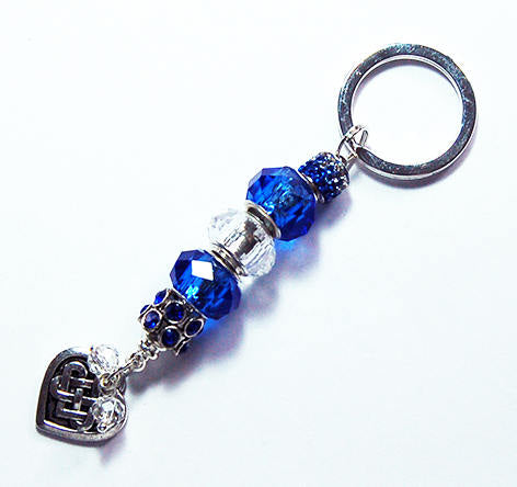 Irish Knot Heart Bead Keychain in Blue - Kelly's Handmade