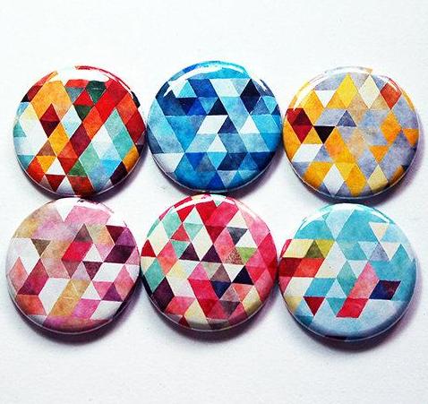 Geometric Galore Set of Six Magnets - Kelly's Handmade