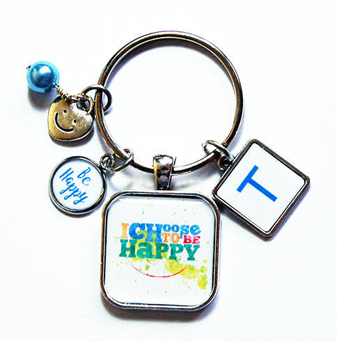 Choose To Be Happy Monogram Keychain - Kelly's Handmade