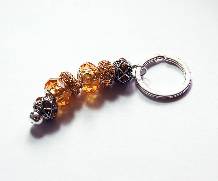 Rhinestone Bead Keychain in Golden Yellow - Kelly's Handmade