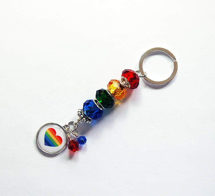 Rainbow Heart Bead Keychain - Kelly's Handmade