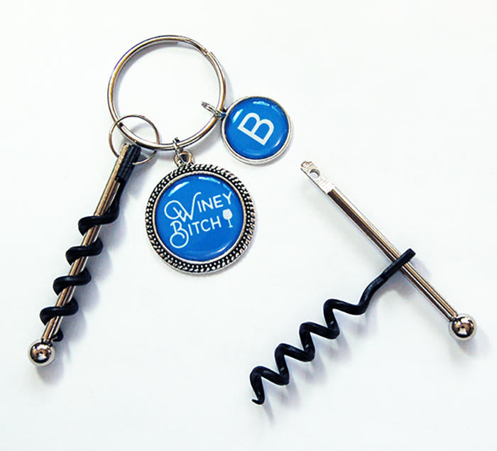 Winey Bitch Corkscrew Keychain - Available in 8 Colors - Kelly's Handmade