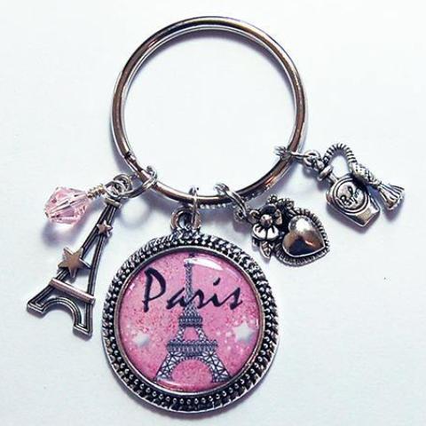 Paris Keychain in Pink & Silver - Kelly's Handmade