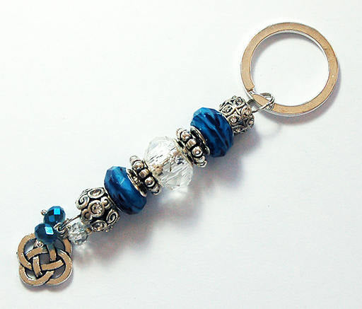 Irish Knot Bead Keychain in Blue - Kelly's Handmade