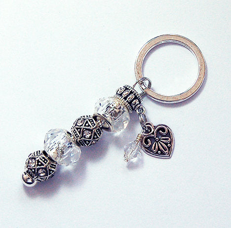 Heart Rhinestone Bead Keychain - Kelly's Handmade