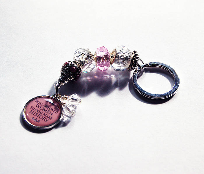 Well Behaved Women Bead Keychain in Pink - Kelly's Handmade