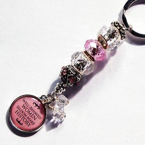 Well Behaved Women Bead Keychain in Pink - Kelly's Handmade