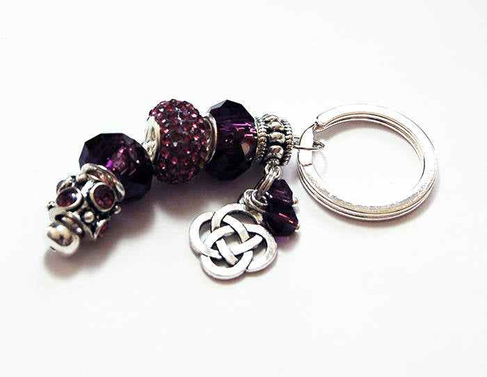 Irish Knot Rhinestone Bead Keychain in Purple - Kelly's Handmade