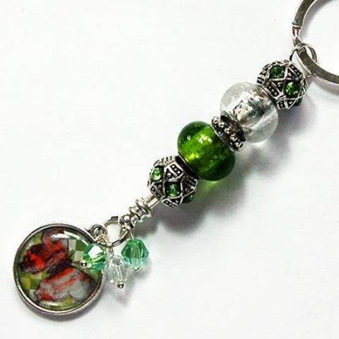 Butterfly Bead Keychain in Green - Kelly's Handmade