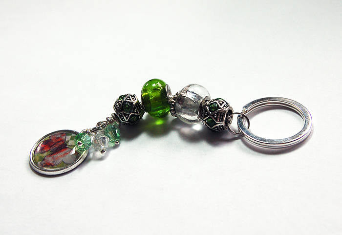 Butterfly Bead Keychain in Green - Kelly's Handmade