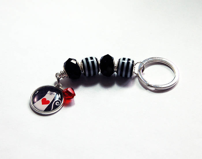 Cat Bead Keychain in Black & White - Kelly's Handmade