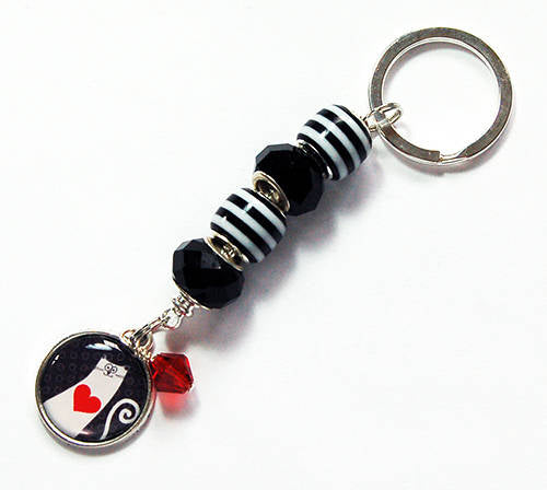 Cat Bead Keychain in Black & White - Kelly's Handmade