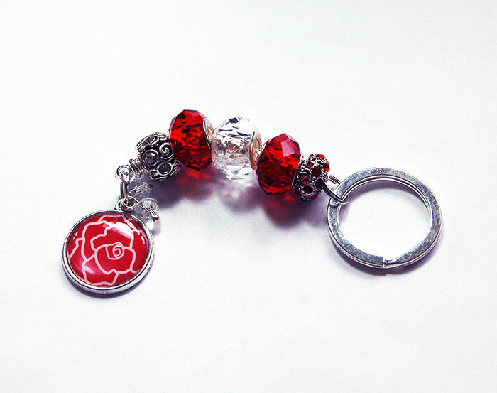 Rose Bead Keychain in Red - Kelly's Handmade