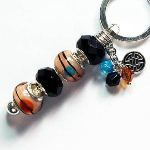 Lampwork Bead Keychain in Black - Kelly's Handmade