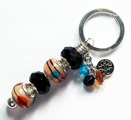 Lampwork Bead Keychain in Black - Kelly's Handmade