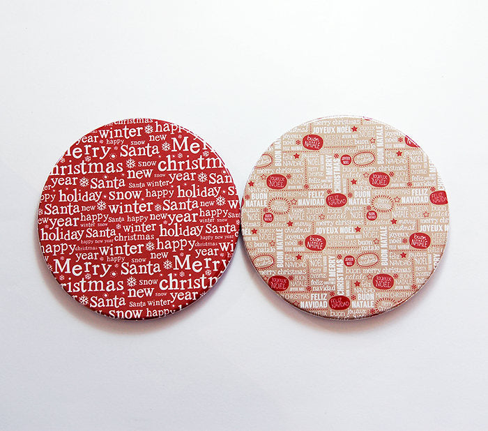 Christmas Coasters in Red & Tan Set 2 - Kelly's Handmade