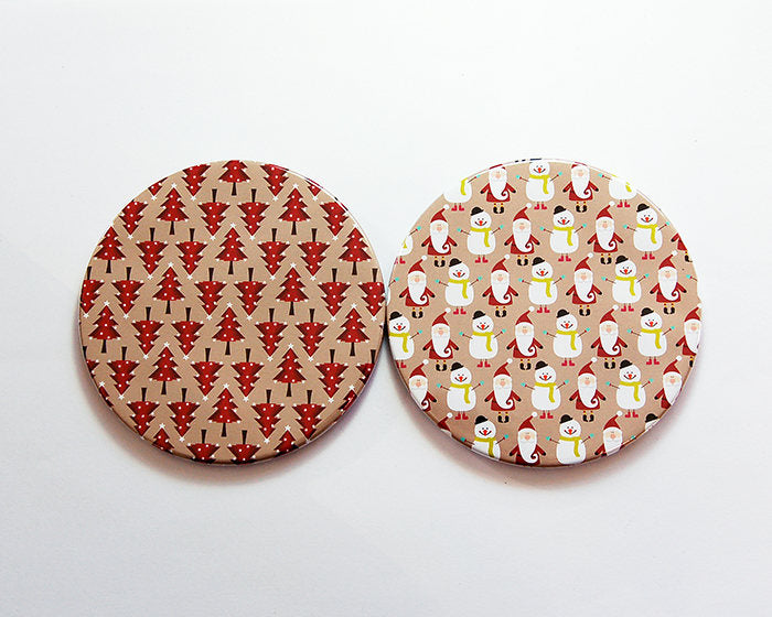 Christmas Coasters in Red & Tan Set 4 - Kelly's Handmade
