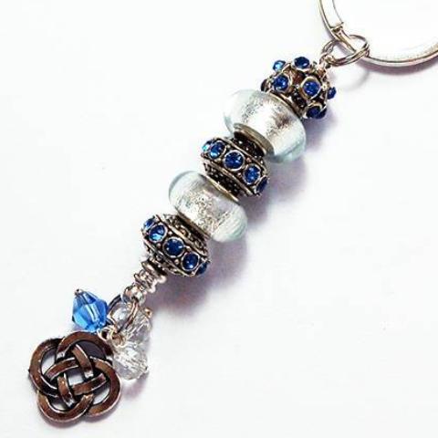 Irish Knot Rhinestone Foil Beads in Blue - Kelly's Handmade