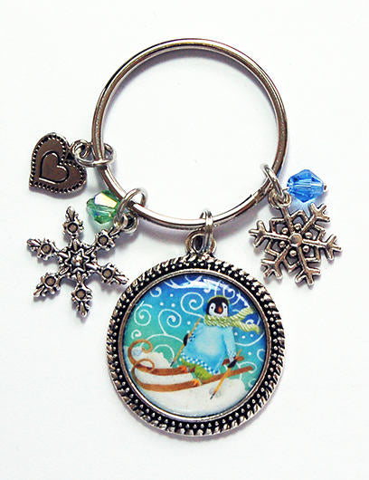 Penguin & Snowflake Keychain With Charms - Kelly's Handmade