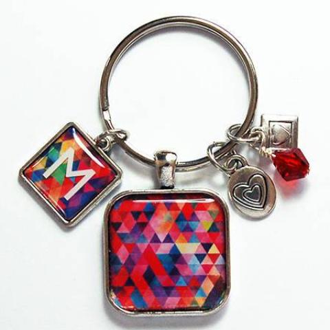 Mosaic Monogram Keychain in Bright Colors - Kelly's Handmade