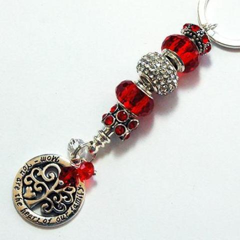 Mom Heart Of The Family Keychain in Red - Kelly's Handmade