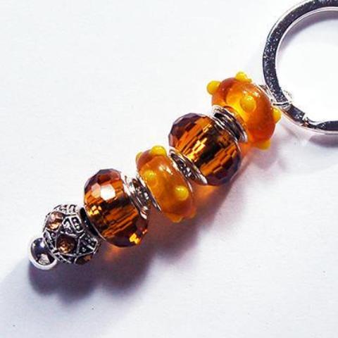 Lampwork Bead Keychain in Golden Yellow - Kelly's Handmade