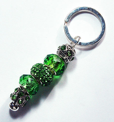 Rhinestone Bead Keychain in Green - Kelly's Handmade