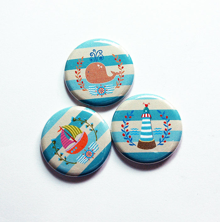 Seaside Stripes Set of Six Magnets - Kelly's Handmade