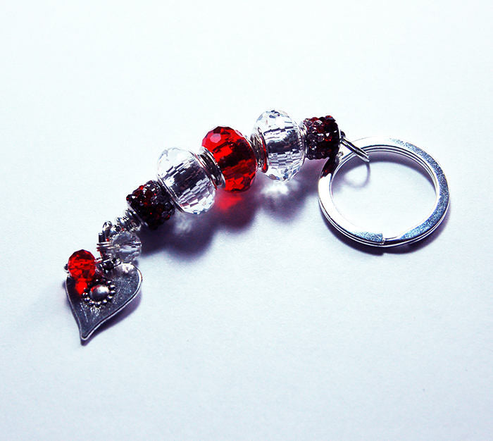 Heart Rhinestone Bead Keychain in Red - Kelly's Handmade