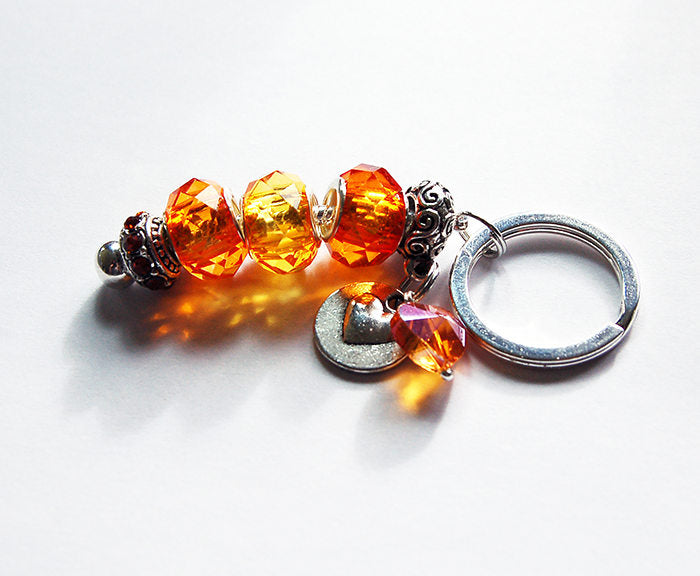 Heart Bead Keychain in Orange - Kelly's Handmade