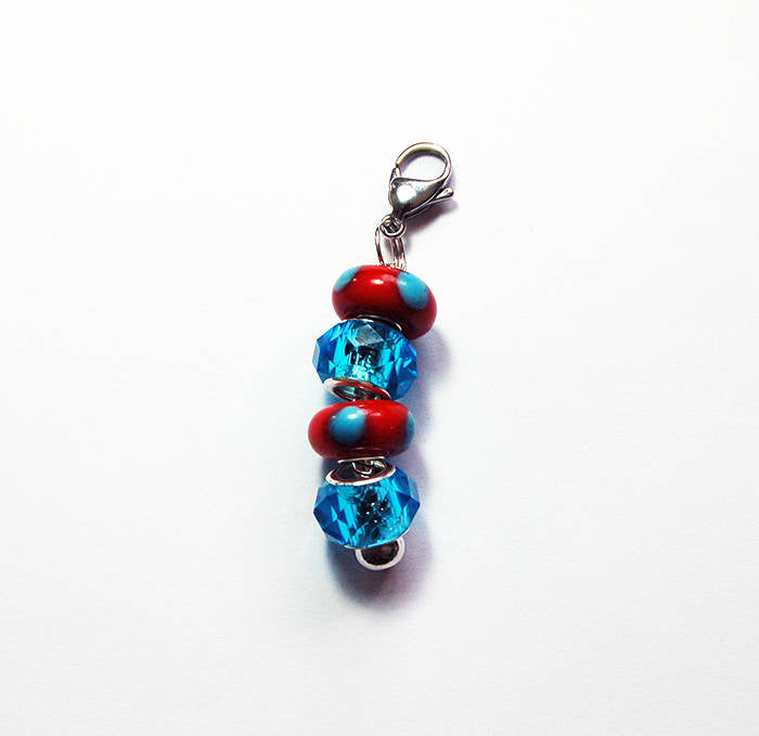 Polka Dot Zipper Pull in Red & Blue - Kelly's Handmade