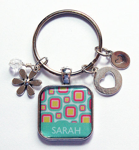 Abstract Design Personalized Keychain in Blue & Pink - Kelly's Handmade