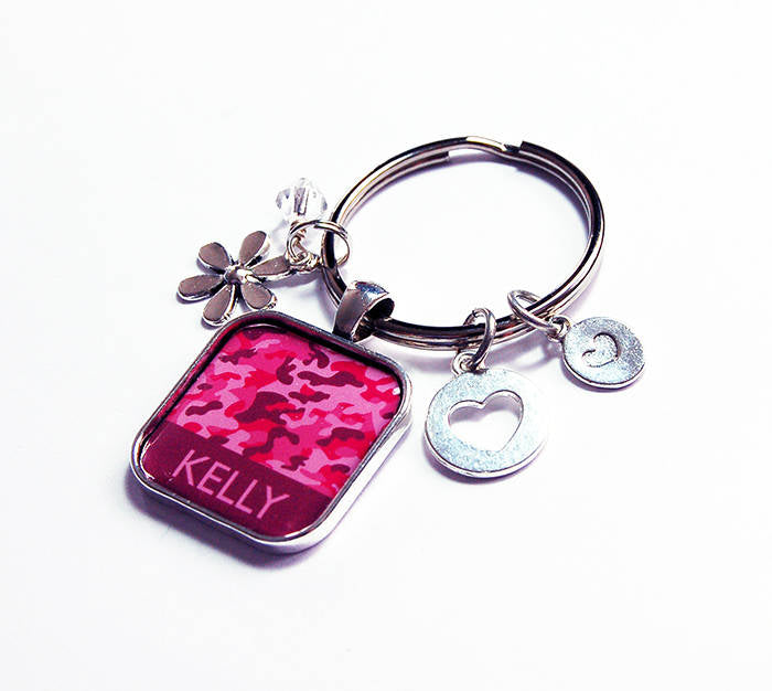 Camo Personalized Keychain in Pink - Kelly's Handmade