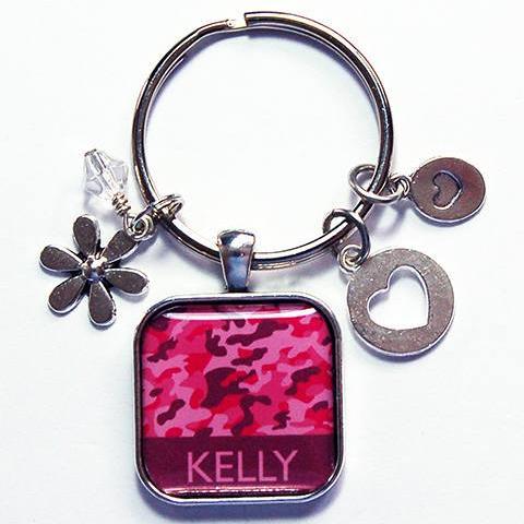 Camo Personalized Keychain in Pink - Kelly's Handmade