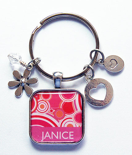 Abstract Design Personalized Keychain in Pink - Kelly's Handmade