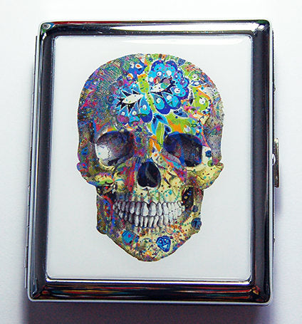 Mardi Gras Sugar Skull Compact Cigarette Case - Kelly's Handmade