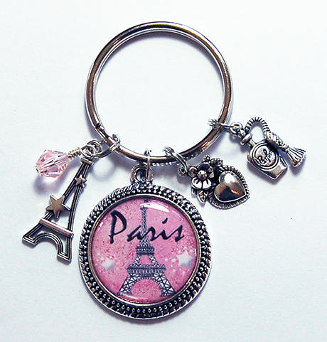 Paris Keychain in Pink & Silver - Kelly's Handmade