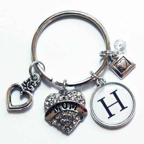 Rhinestone Heart Monogram Keychain for Mom - Kelly's Handmade
