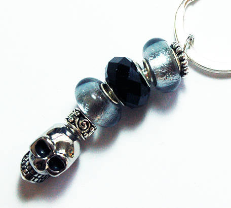 Skull Bead Keychain in Black & Silver - Kelly's Handmade